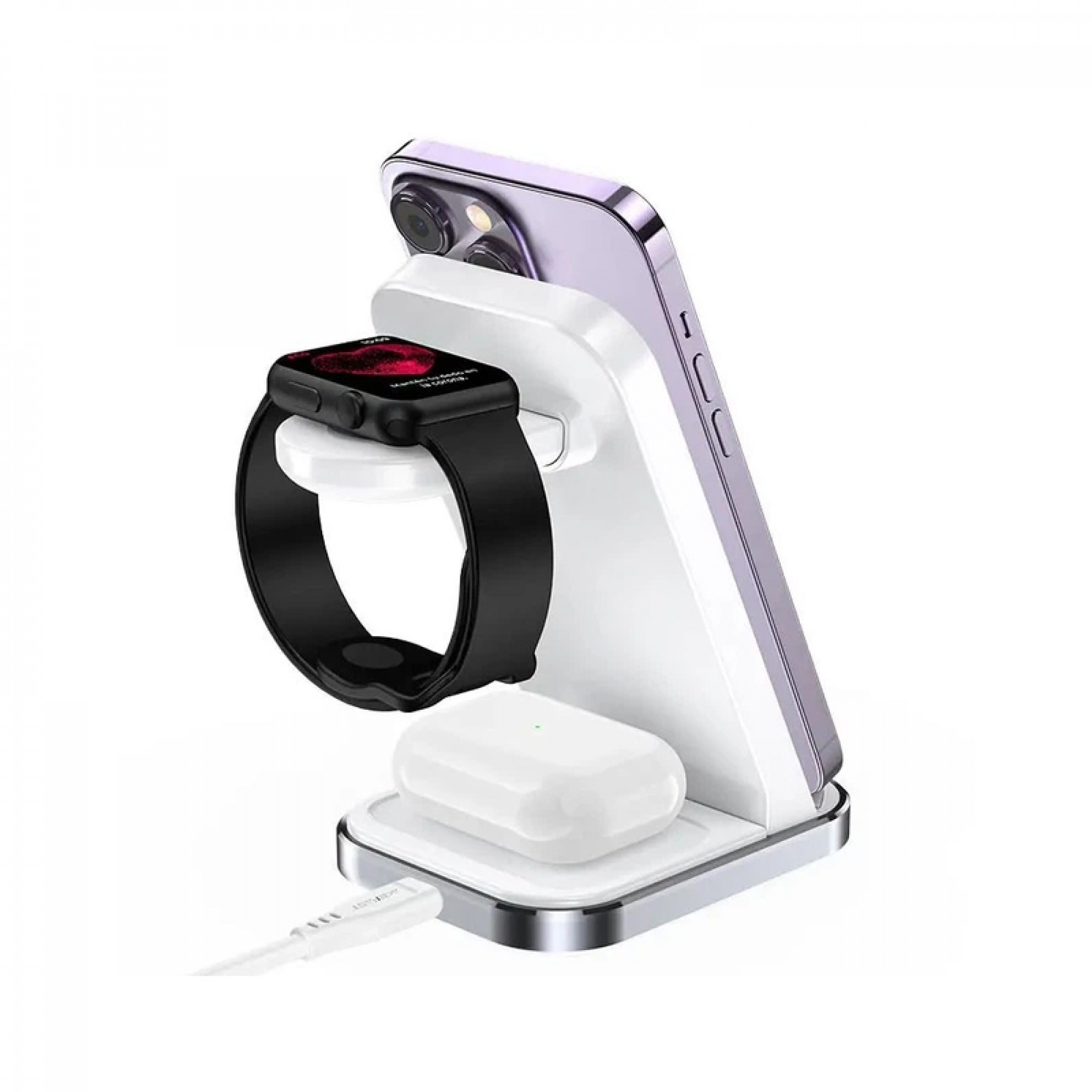 Беспроводной зарядный стенд AceFast E15 3 in 1 White